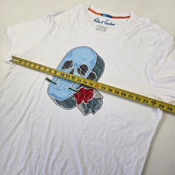 Robert Graham Men Roseland Short Sleeve Knit Graphic T Shirt In White Color 3XL - Picture 7 of 12